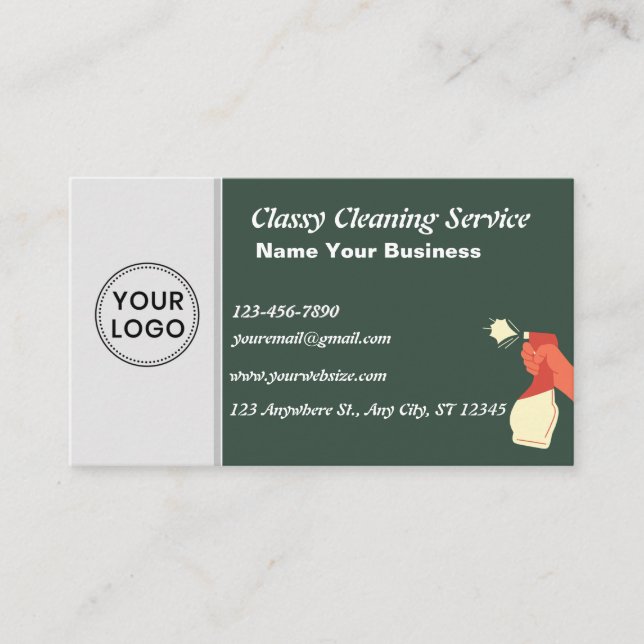 Cleaning Service Business Card - Personal Logo (Front)