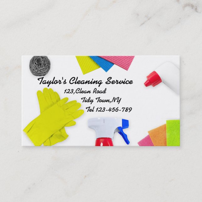 Cleaning Service Business Card Template (Front)