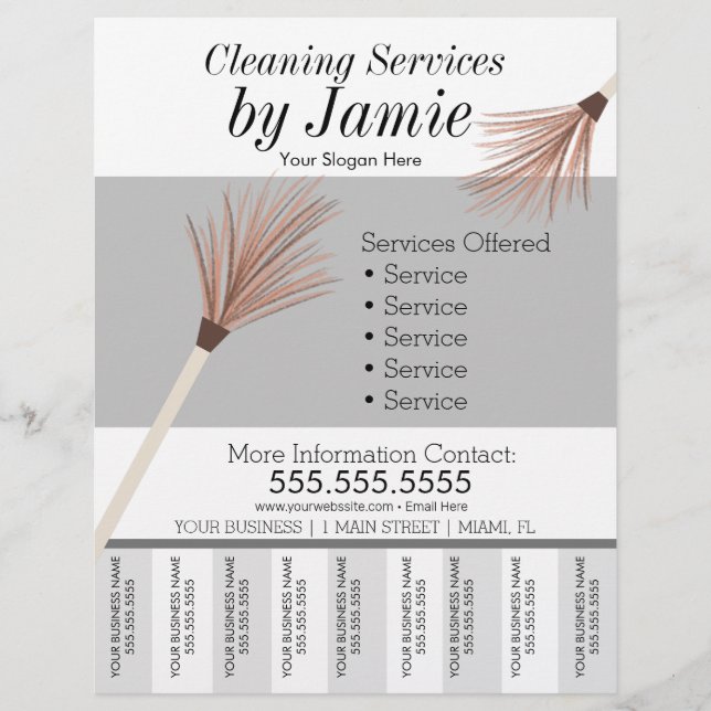 Cleaning Service Business Tear Off Strips  Flyer (Front)