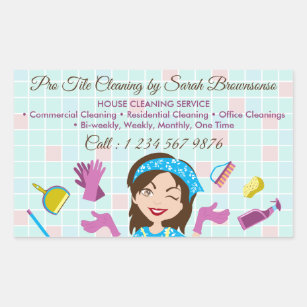 Cleaning Service Business Washing Tile Rectangular Sticker