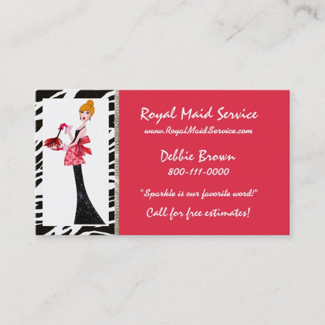 Cleaning Service Diva Business Cards (Front)