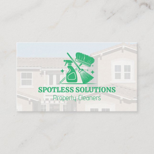Cleaning Service Equipment | Home Background Business Card (Front)