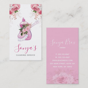 Cleaning Service Floral Watercolor dish soap Business Card