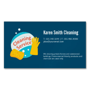Cleaning Service   Gloves and Sponge Magnetic Business Card
