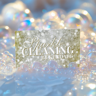 Cleaning Service Gold Silver Metal Glitter Business Card