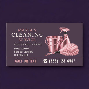 Cleaning Service House Cleaner Purple Pink Business Card