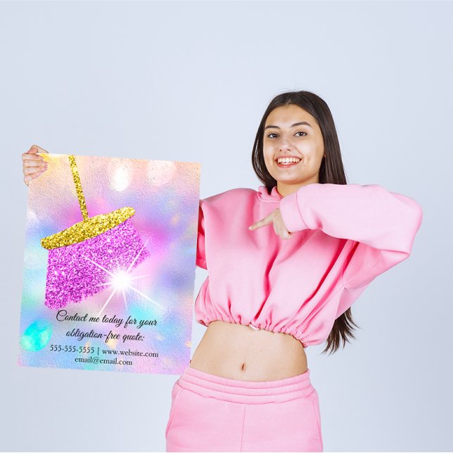 Cleaning Service House Keeping Holograph Pink Flyer (Cleaning Service House Keeping Holograph Pink Flyer)