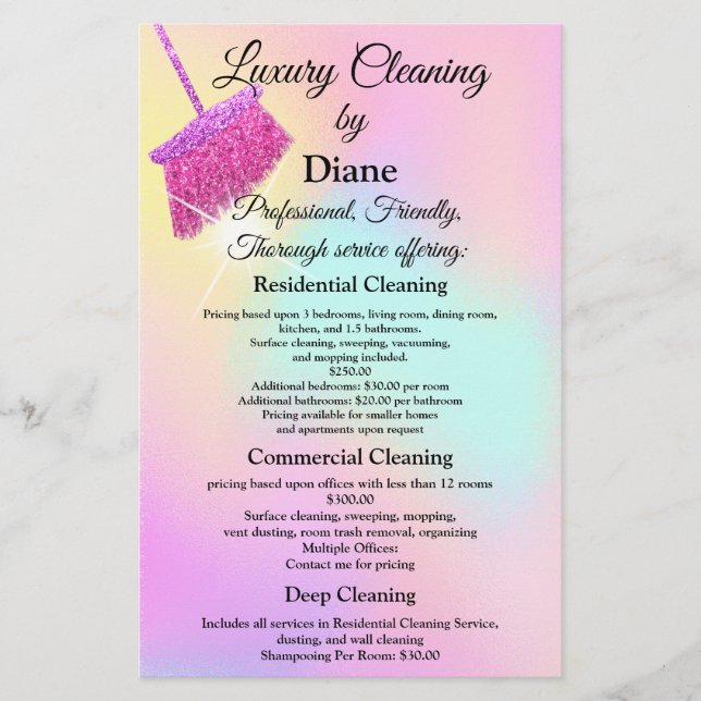 Cleaning Service House Office Keeping Maid Pink Flyer (Front)