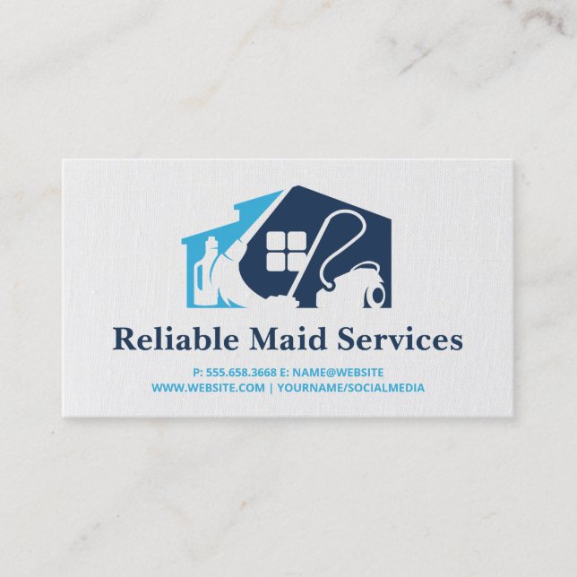 Cleaning Service Icon Home Logo Business Card (Front)