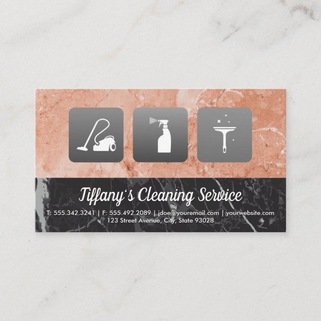 Cleaning Service Icons | Maid Marble Colour Block Business Card (Front)