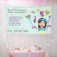 Cleaning Service Janitorial Lady Cartoon Tools