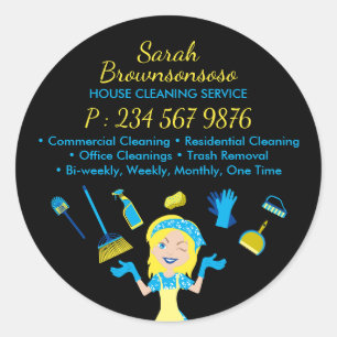 Cleaning Service Janitorial Maid Worker Business Classic Round Sticker