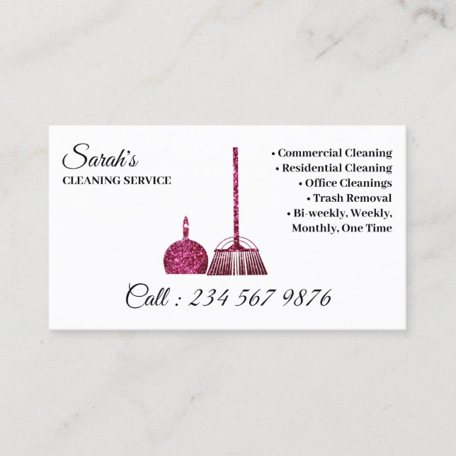 Cleaning Service Janitorial sparkle Trend Business Card (Front)