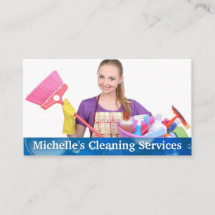Cleaning Service Lady   Soap Bubbles Business Card