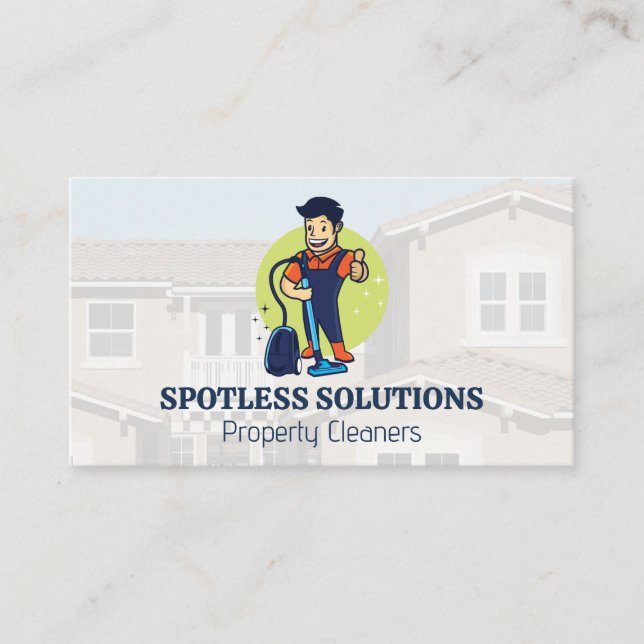 Cleaning Service Logo | Residential Business Card (Front)