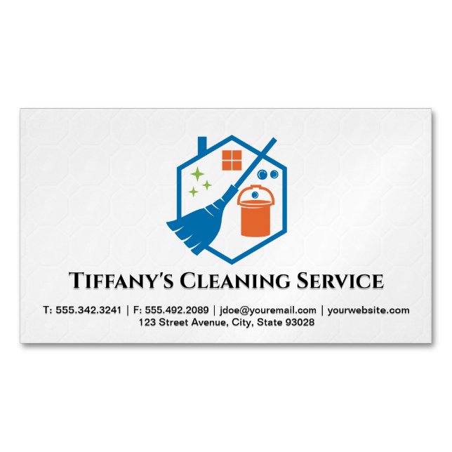 Cleaning Service | Maid Cleaner Supplies | Tile Magnetic Business Card (Front)
