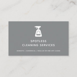 Cleaning Service Maid Grey Spray Bottle Business Card