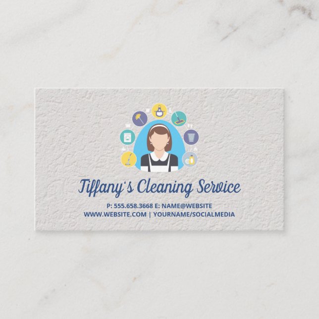 Cleaning Service | Maid | House Deep Clean Business Card (Front)