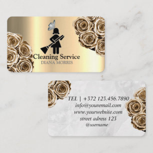 Cleaning Service Maid House Keeping Gold Glitter Business Card