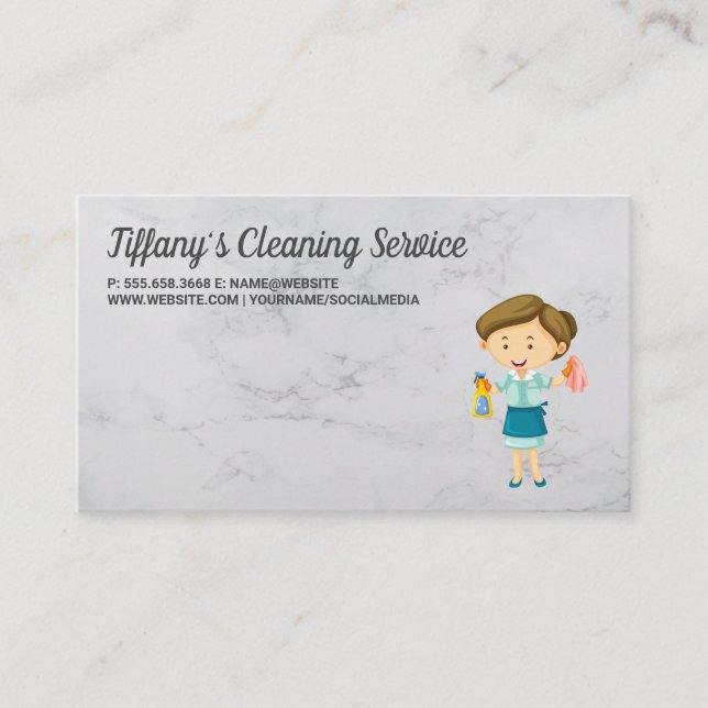Cleaning Service | Maid Icon Business Card (Front)