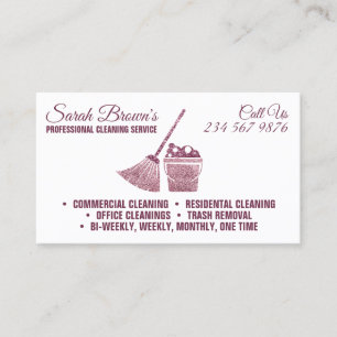 Cleaning Service Maid Janitorial Elegant sparkling Business Card