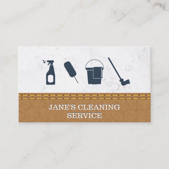 Cleaning Service | Maid Service | Marble Leather Business Card (Front)