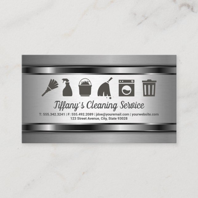 Cleaning Service | Maid Supplies | Metal Business Card (Front)