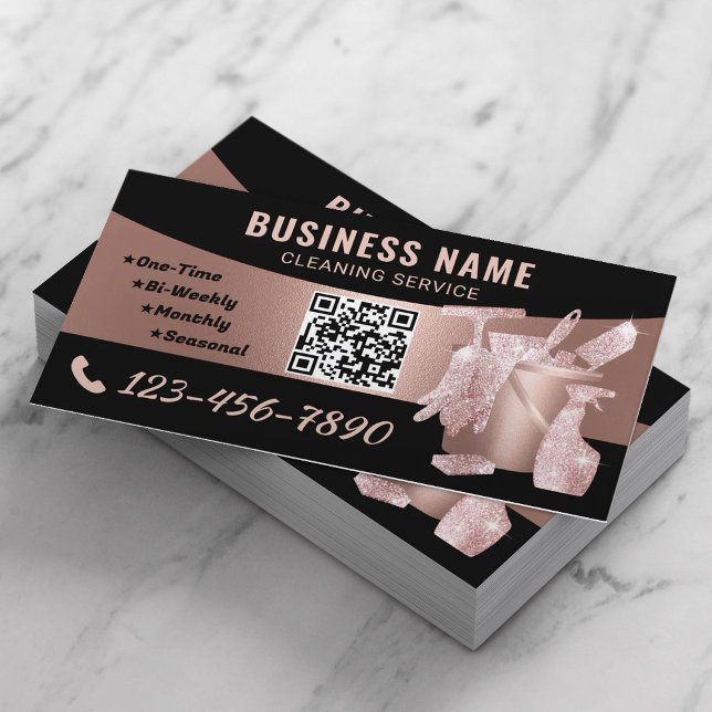 Cleaning Service Modern Rose Gold Housekeeping Business Card (Creator Uploaded)