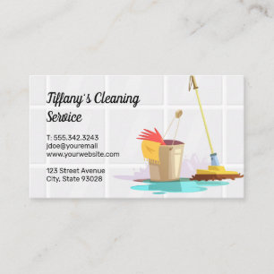 Cleaning Service Mop and Bucket Tiles Business Card