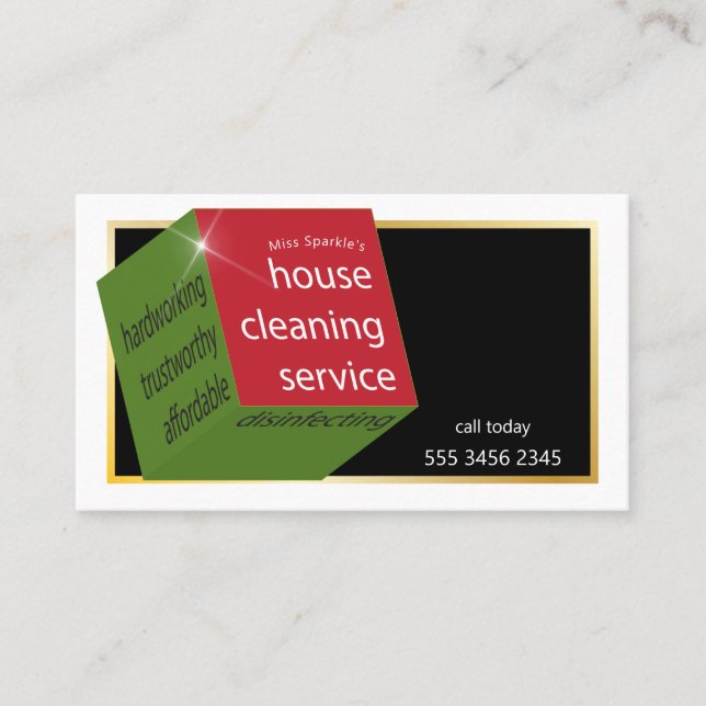 Cleaning Service New Tech Amazing Geometric Cube  Business Card (Front)