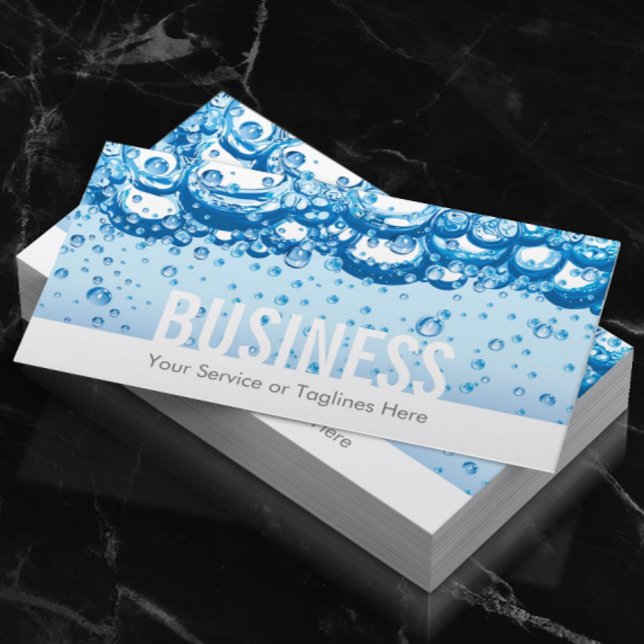Cleaning Service Professional Water & Bubbles Bold Business Card (Creator Uploaded)