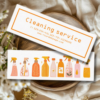 Cleaning service retro mini business card