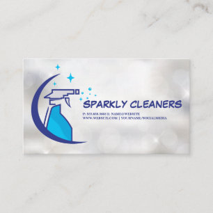 Cleaning Service   Sparkly Bottle Spray Business Card
