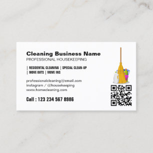 Cleaning Service Standard Janitorial Qr Code Business Card