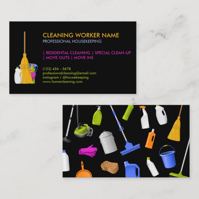 Cleaning Service Standard modern Business Card (Front/Back)