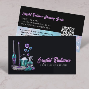 Cleaning Service Supplies Modern QR Code Business Card