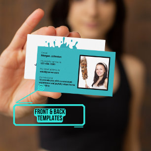 Cleaning Service Water Splash with Photo Business Card