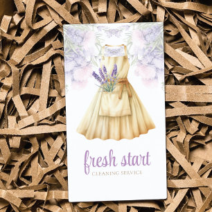 Cleaning Service Watercolor Apron Lavender Business Card