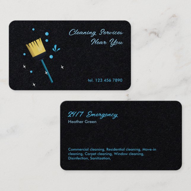 Cleaning Services 24/7 Business Card (Front/Back)