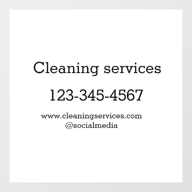 Cleaning services add number website email address (Sheet)
