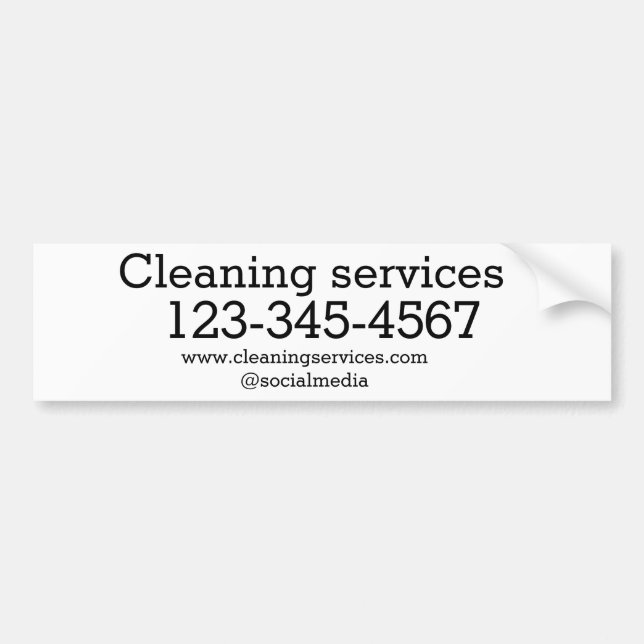 Cleaning services add number website email address bumper sticker (Front)