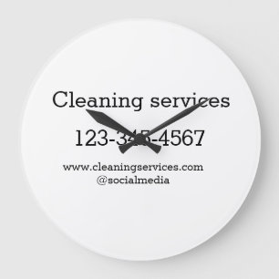 Cleaning services add number website email address large clock