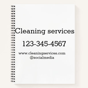 Cleaning services add number website email address notebook