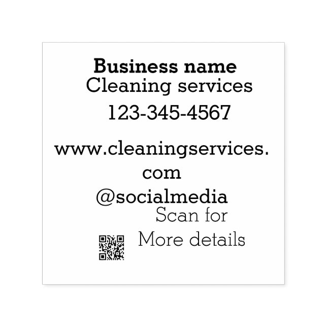 Cleaning services add number website email address self-inking stamp (Design)