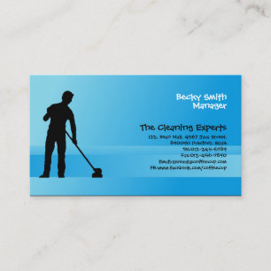 Cleaning Services Business Card Man Mopping