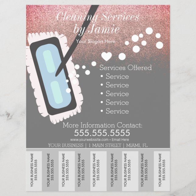 Cleaning Services Business Tear Off Strips Flyer D (Front)