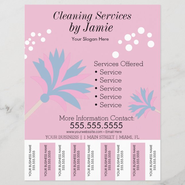 Cleaning Services Business Tear Off Strips Flyer F (Front)