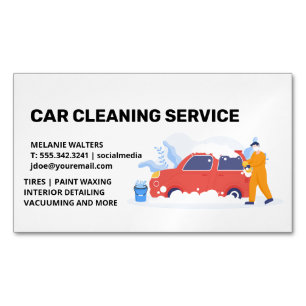 Cleaning Services   Car Wash   Soap Bubbles Magnetic Business Card