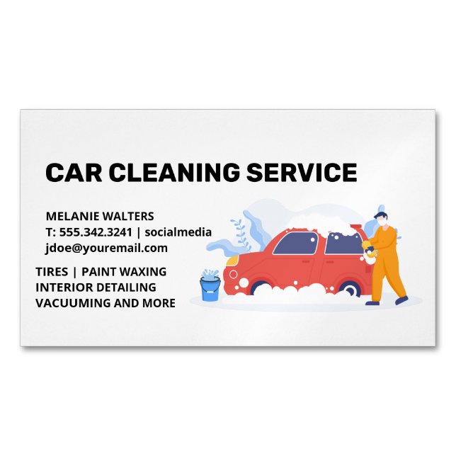 Cleaning Services | Car Wash | Soap Bubbles Magnetic Business Card (Front)