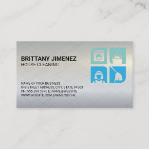 Cleaning Services   Chores Icons Business Card